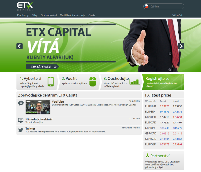 Web brokera EtxCapital.cz