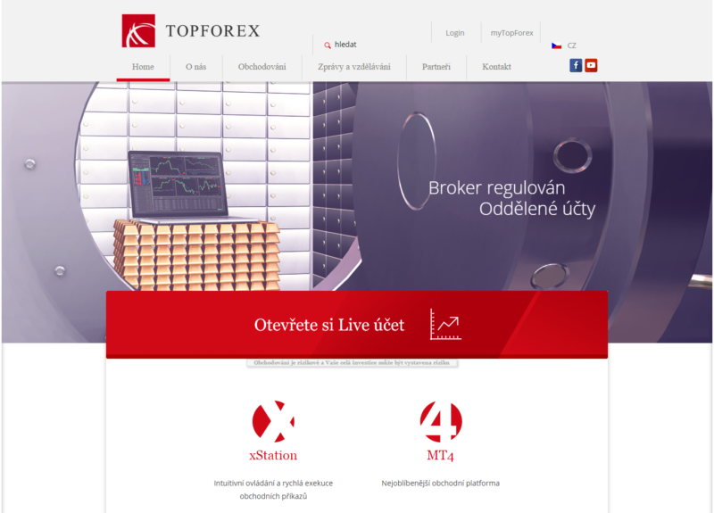 Homepage webu brokera www.topforex.com