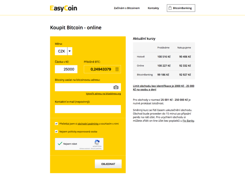 Bitcoin nákup u EasyCoin